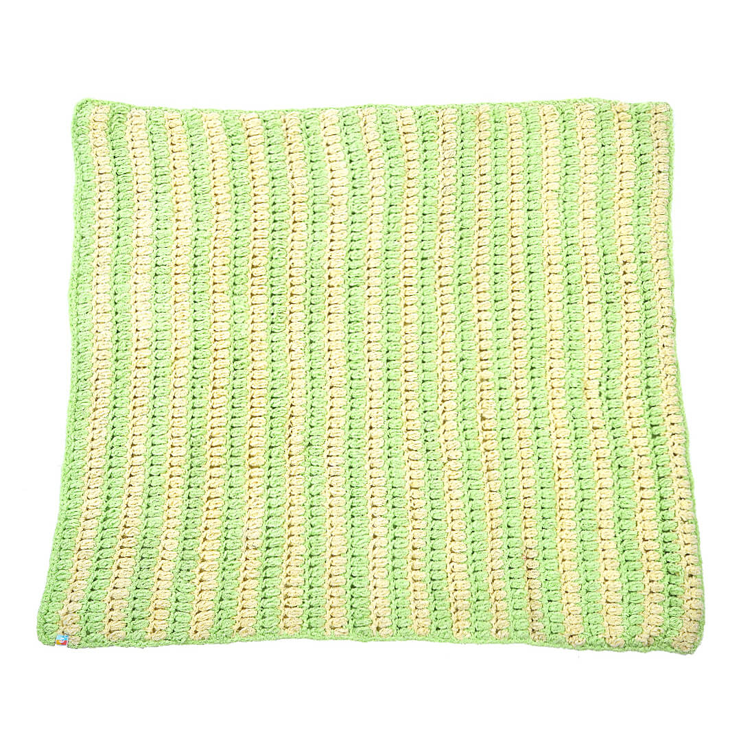 Soft Chenille Striped Baby Blanket - Yellow, Green, White 2611