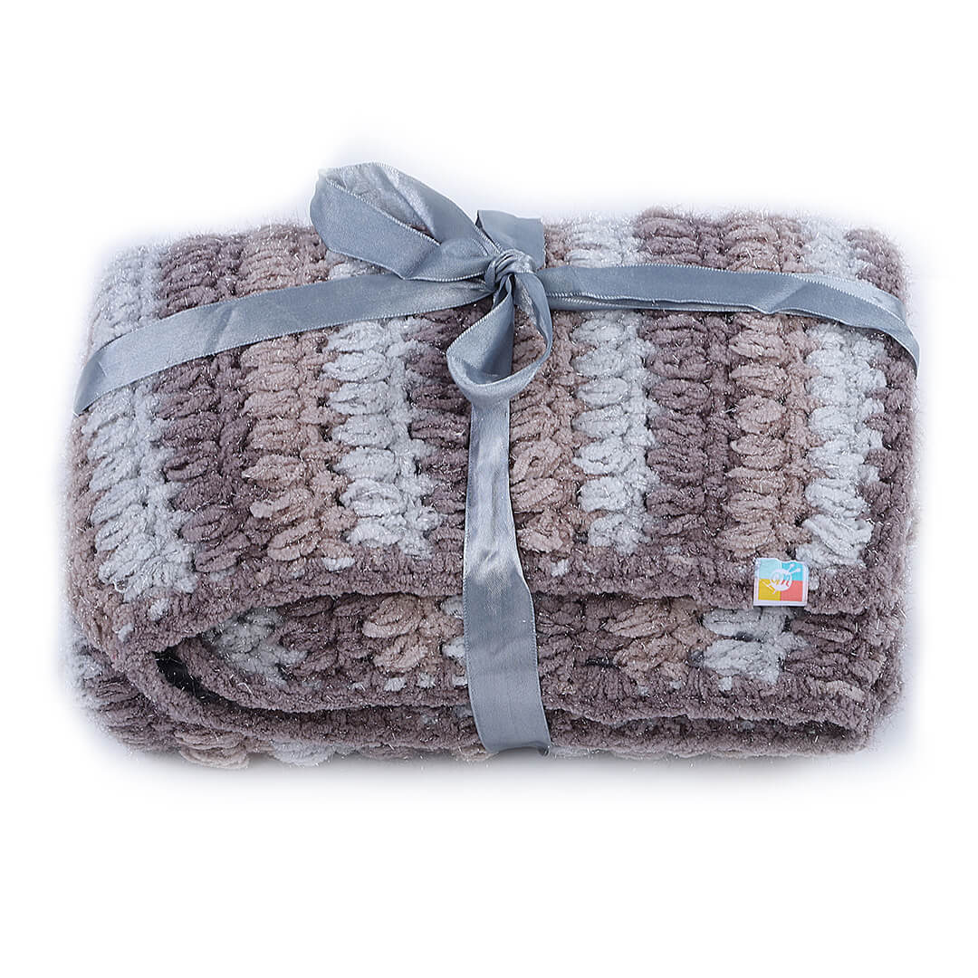 Soft Chenille Striped Baby Blanket - Grey 2612