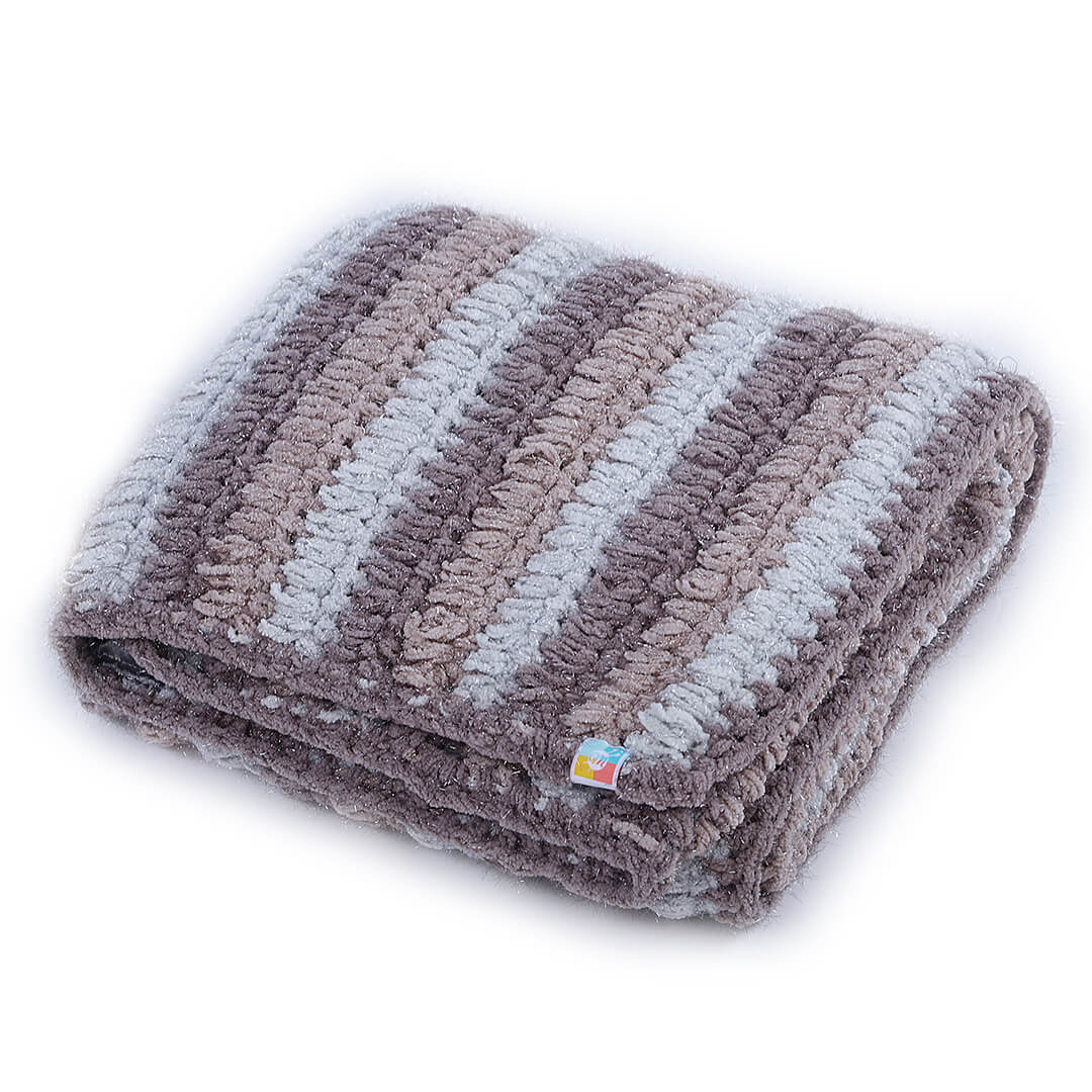 Soft Chenille Striped Baby Blanket - Grey 2612