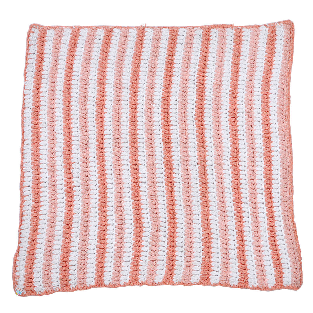 Soft Chenille Striped Baby Blanket - Peach, Peach, White 2613