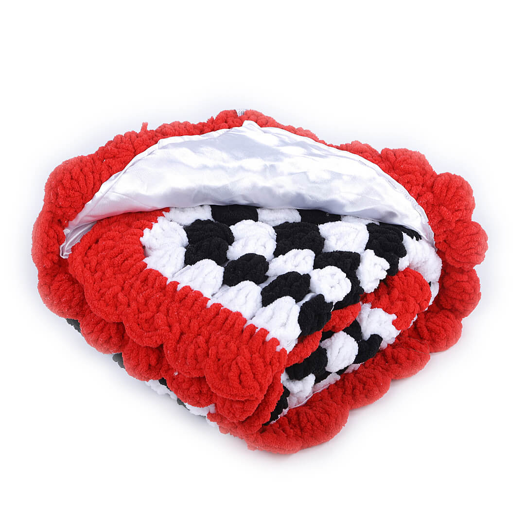 Soft Chenille Blanket - Red, Black, White 2615