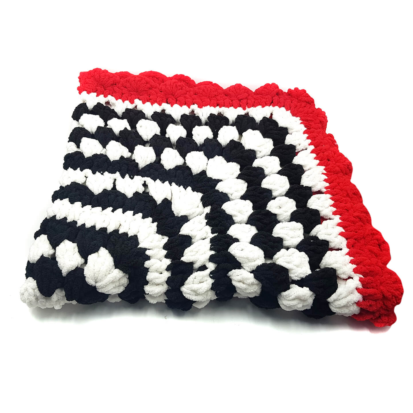 Soft Chenille Blanket - Red, Black, White 2615