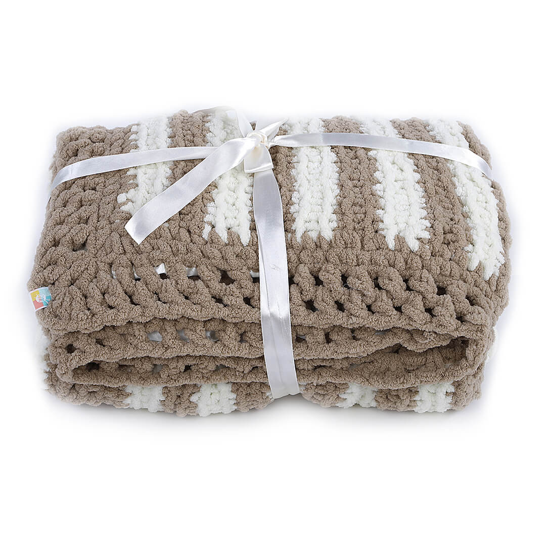 Soft Chenille Blanket - Brown, Beige 2617