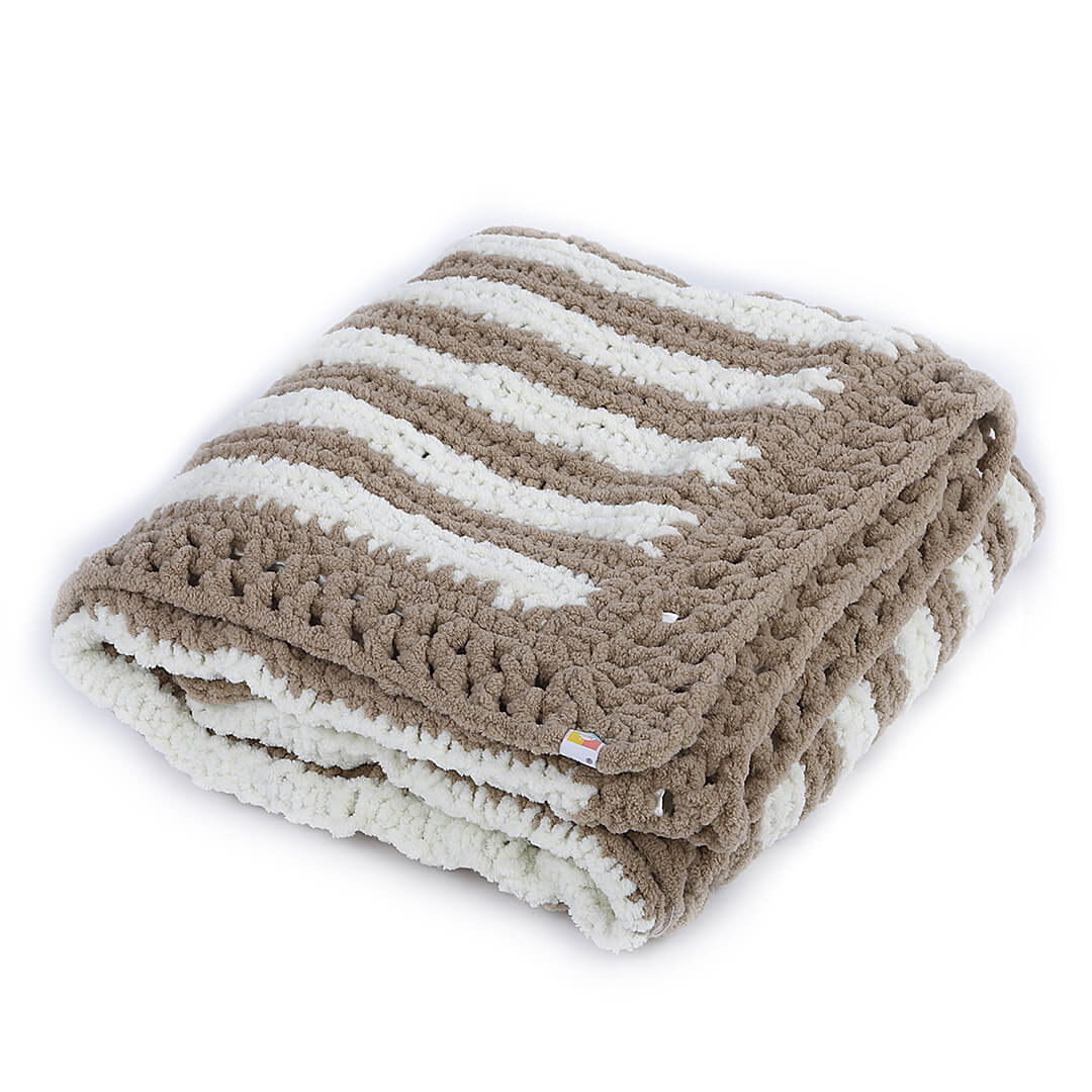 Soft Chenille Blanket - Brown, Beige 2617
