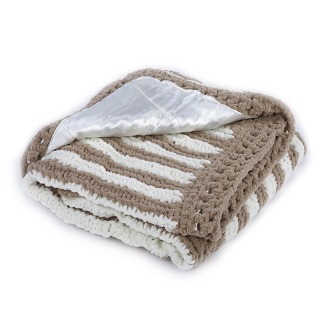 Soft Chenille Blanket - Brown, Beige 2617