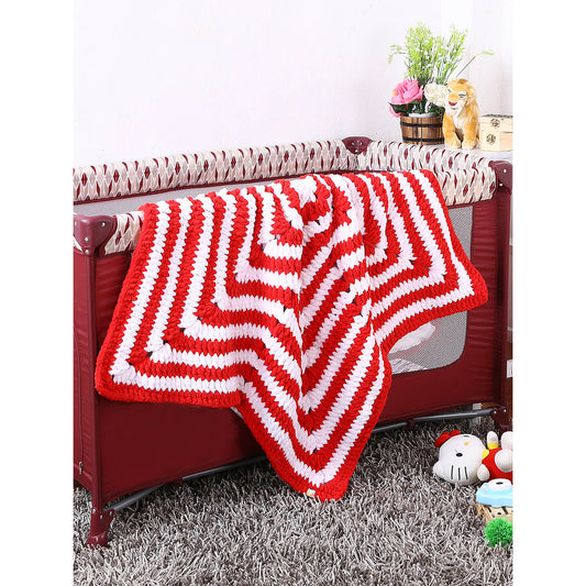 Soft Chenille Red Star Baby Blanket - Red, White 2618