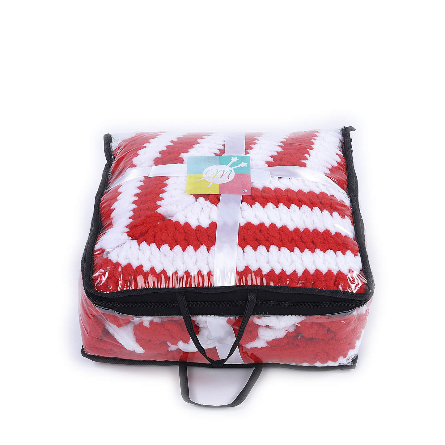 Soft Chenille Red Star Baby Blanket - Red, White 2618