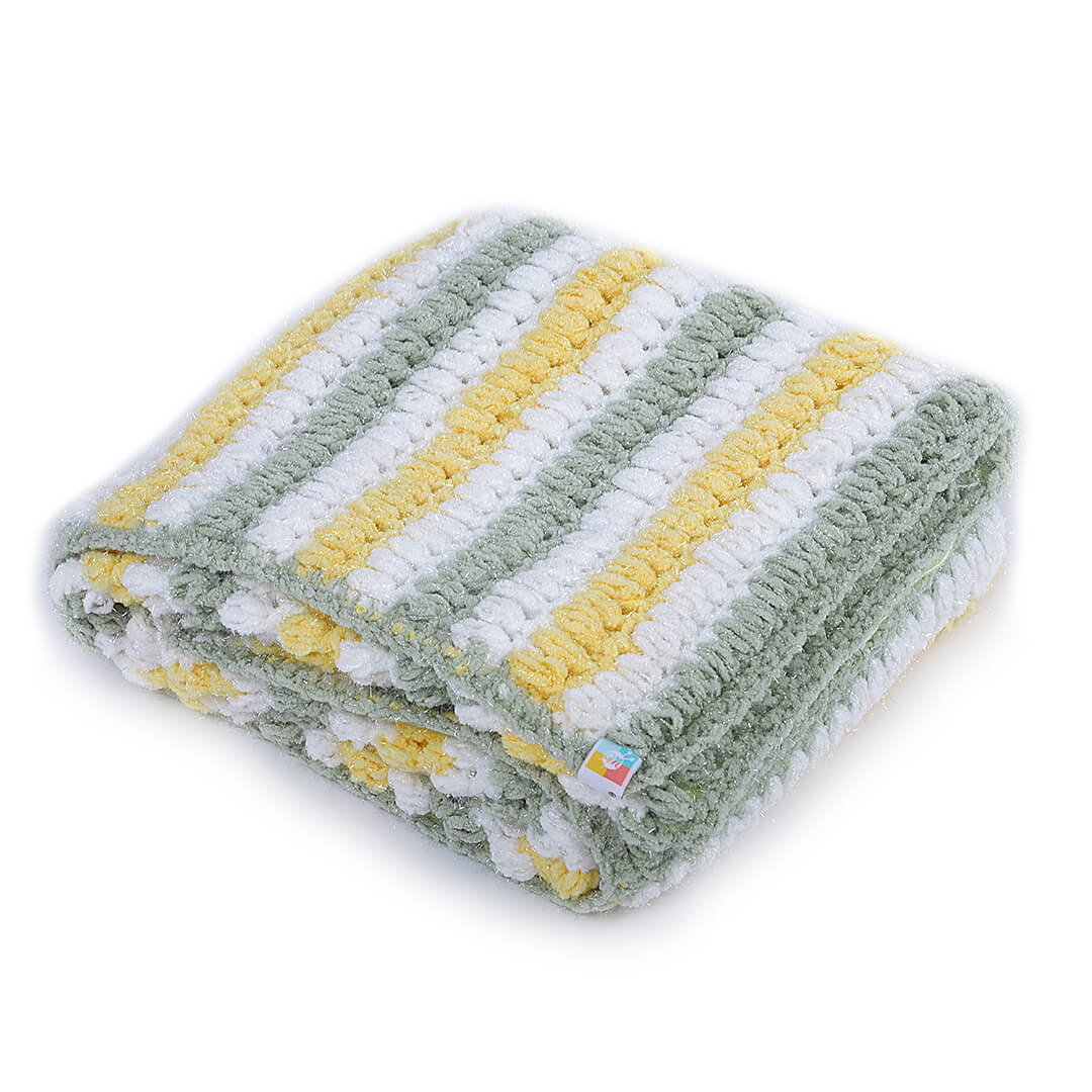 Soft Chenille Striped Baby Blanket - Green, Yellow 2631