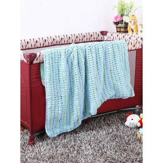 Soft Chenille Striped Baby Blanket - Blue, Green 2632