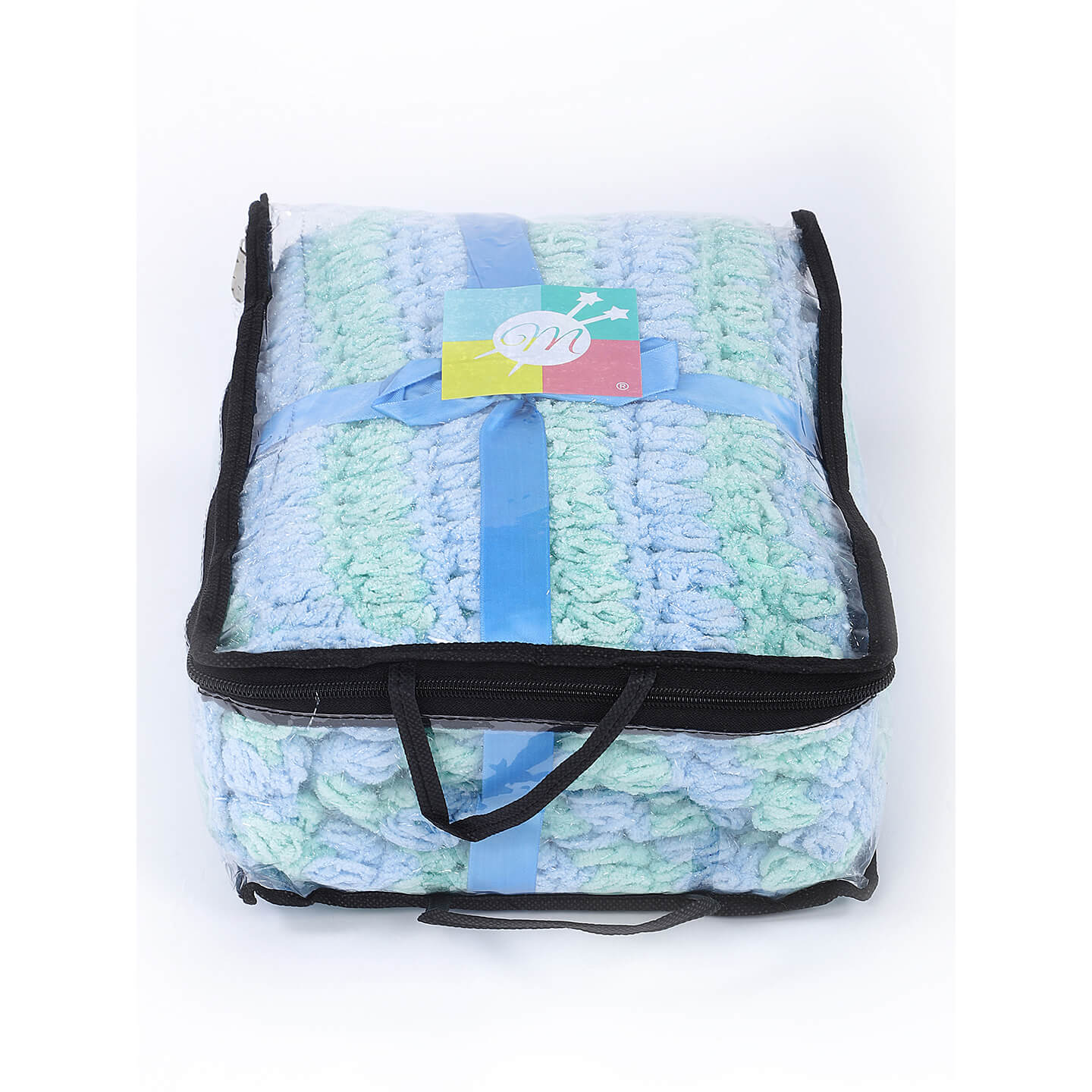 Soft Chenille Striped Baby Blanket - Blue, Green 2632