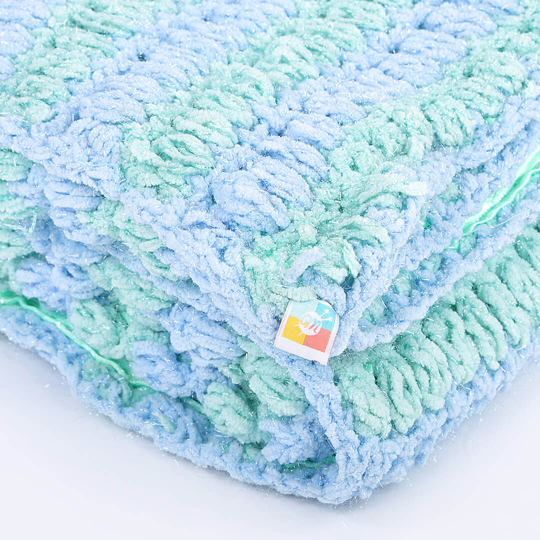 Soft Chenille Striped Baby Blanket - Blue, Green 2632