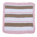 Soft Chenille Striped Baby Blanket - Pink, White, Brown 2696