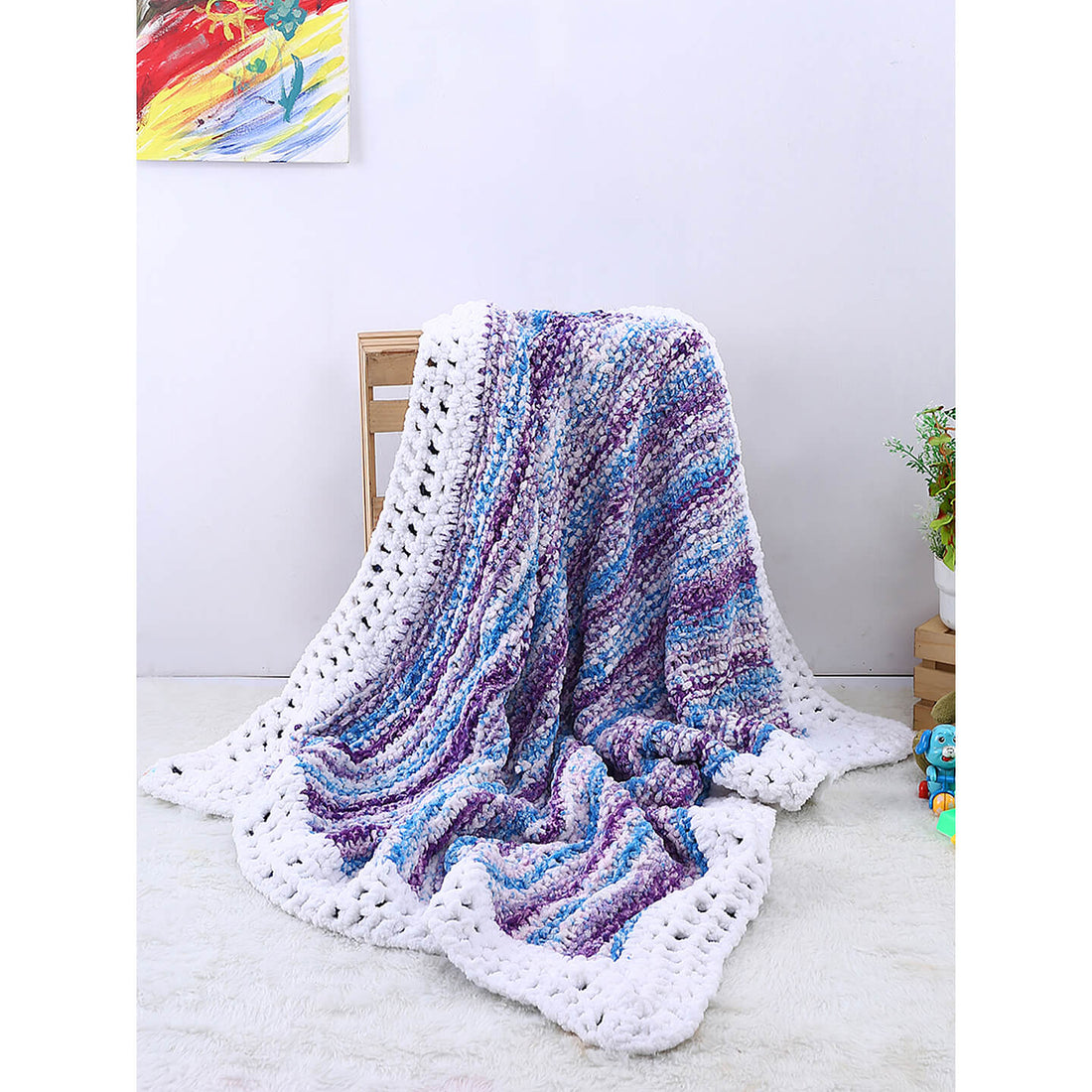 Soft Chenille Self Print Baby Blanket - Multi-Color 2726
