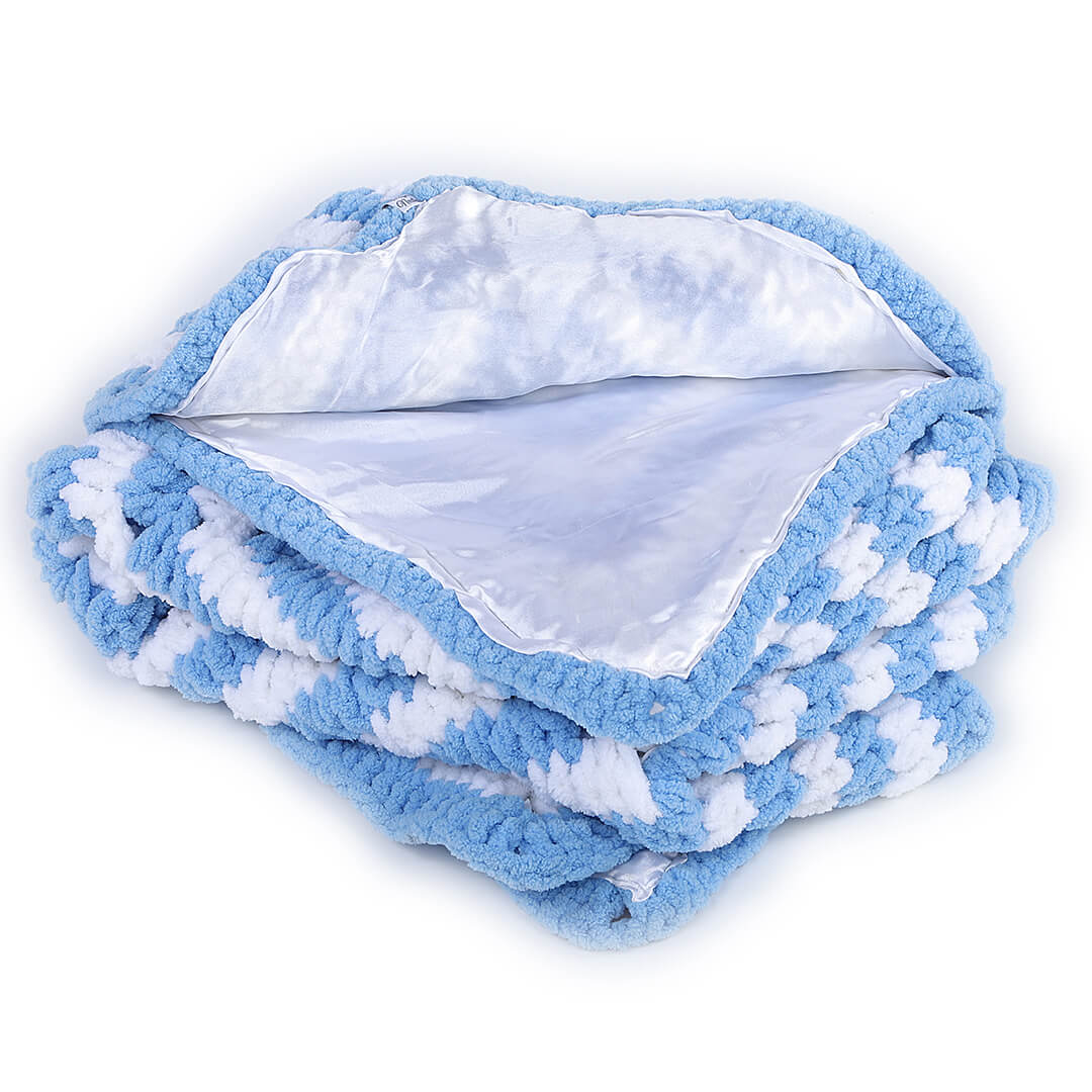 Soft Chenille Blue Star Baby Blanket Blue, White 2731 – Magic