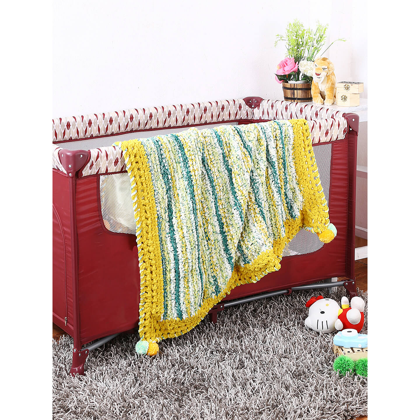 Soft Chenille Playful Rug Blanket - Yellow 2734