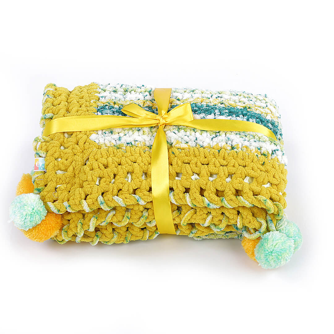 Soft Chenille Playful Rug Blanket - Yellow 2734