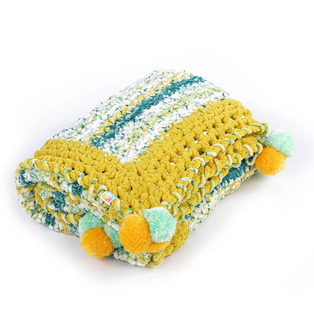 Soft Chenille Playful Rug Blanket - Yellow 2734