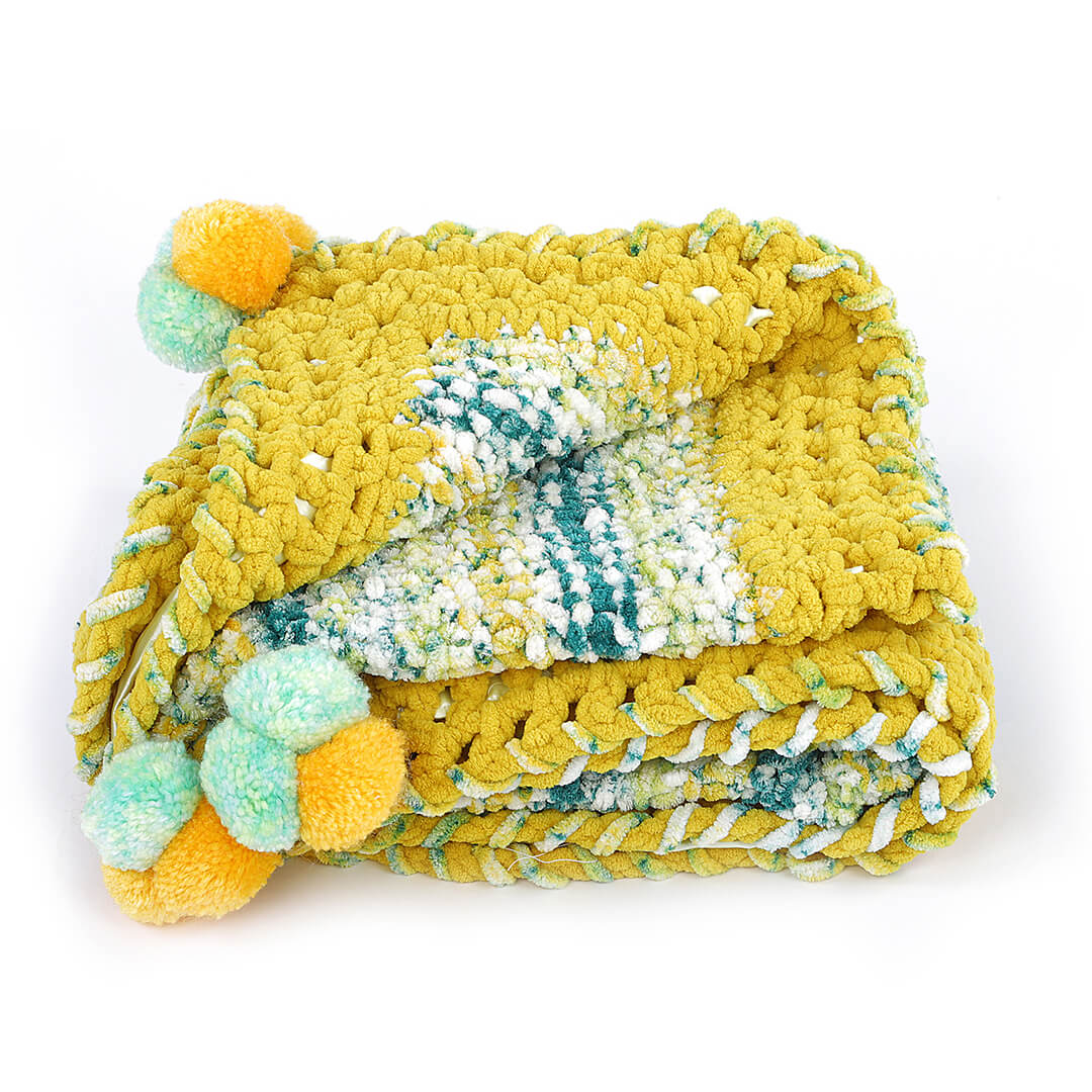 Soft Chenille Playful Rug Blanket - Yellow 2734