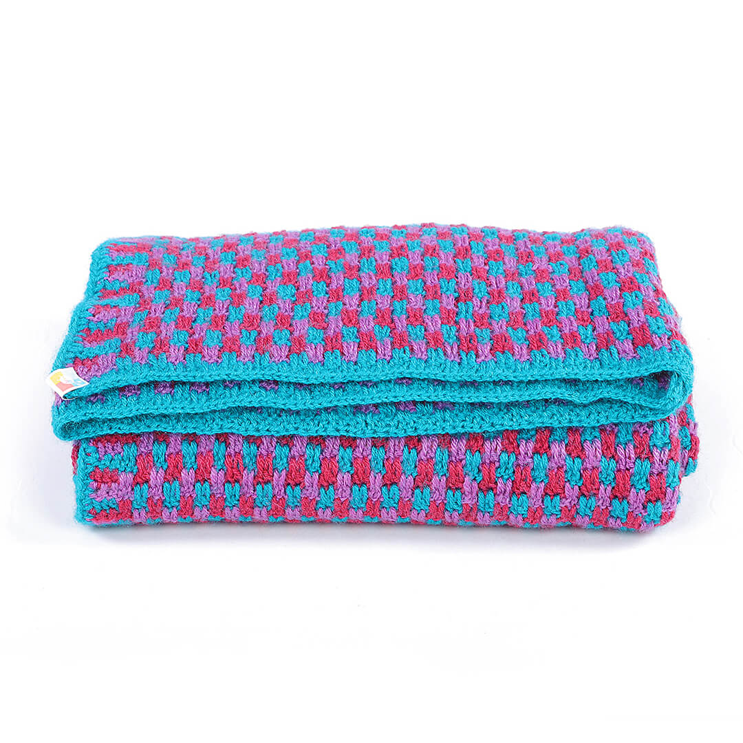 Zig Zag Overlap Stitch Baby Blanket - Multi-Color 2740