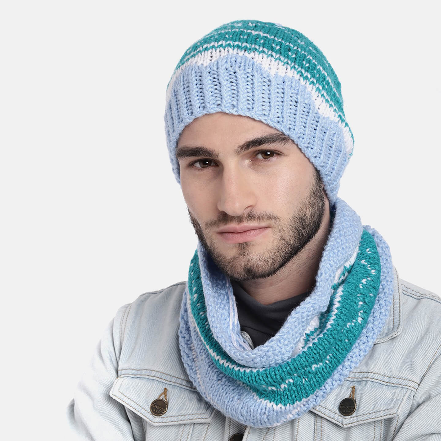 Double-Knit Cap and Neck Warmer Set - 2528