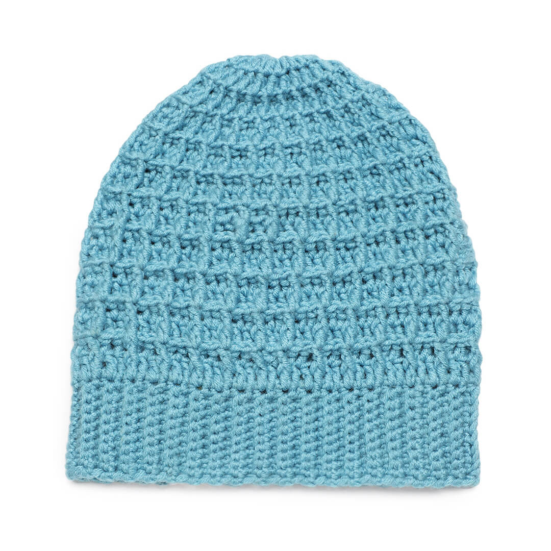 Checked Crochet Beanie - Blue 2979