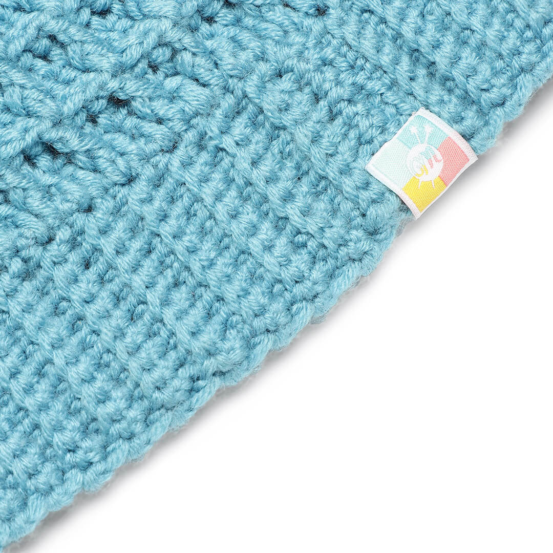 Checked Crochet Beanie - Blue 2979