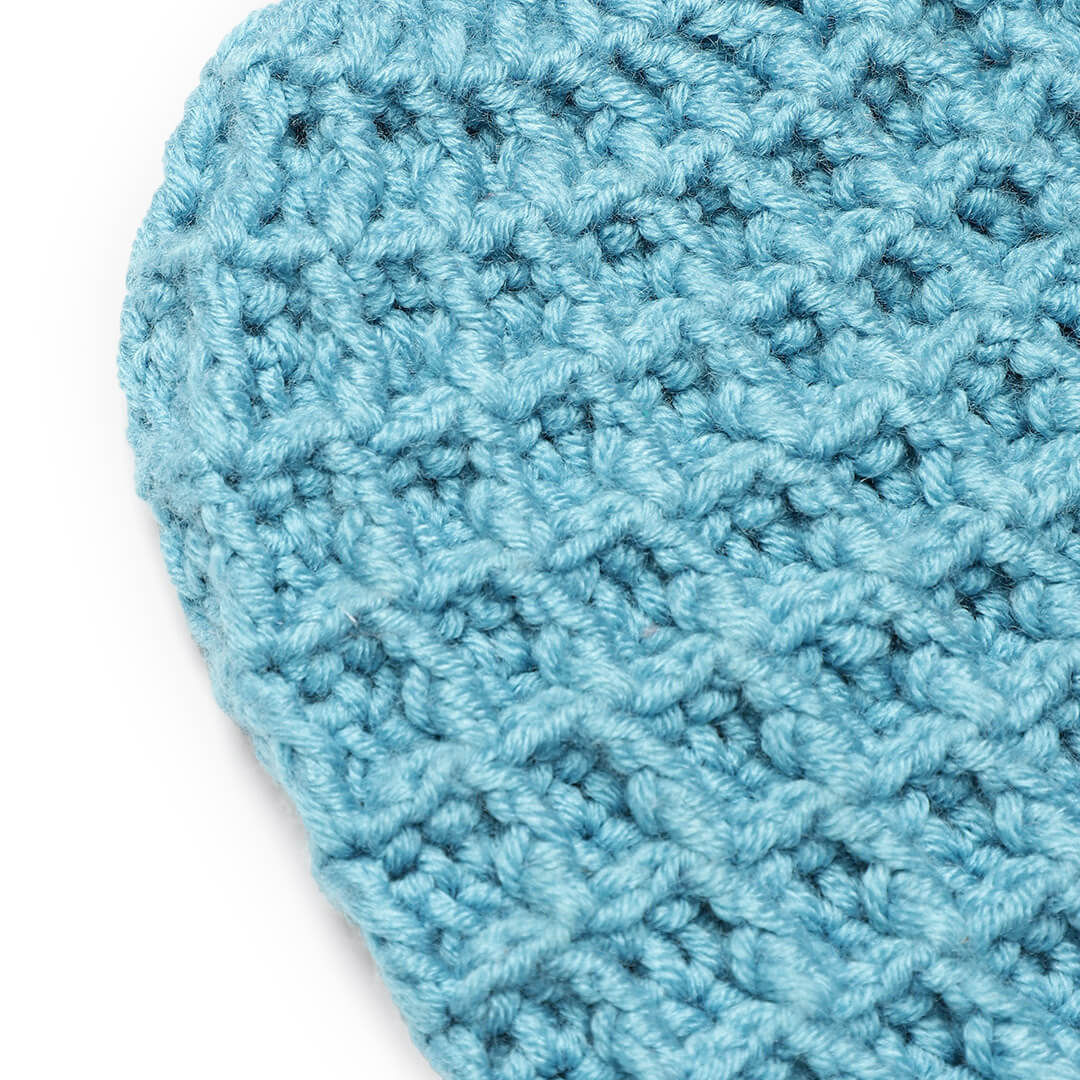 Checked Crochet Beanie - Blue 2979