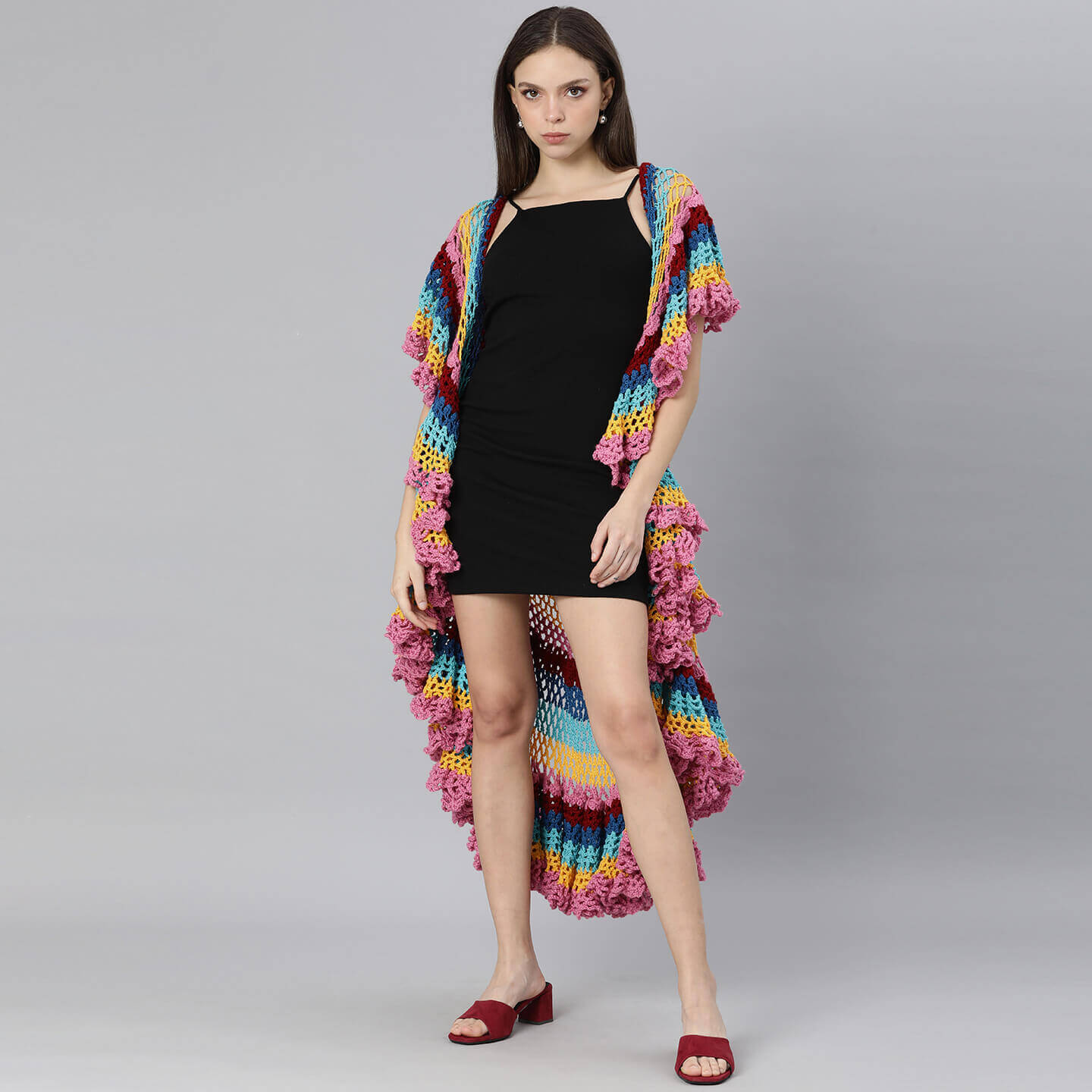 Handmade Circular Long Beach Wrap - Multi Color 3032