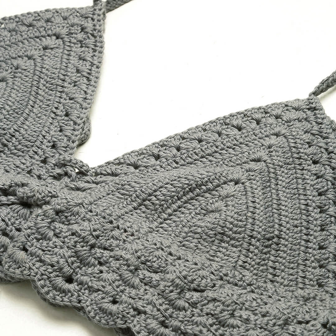 Cotton Bralette Tie Back Top - Grey 3109