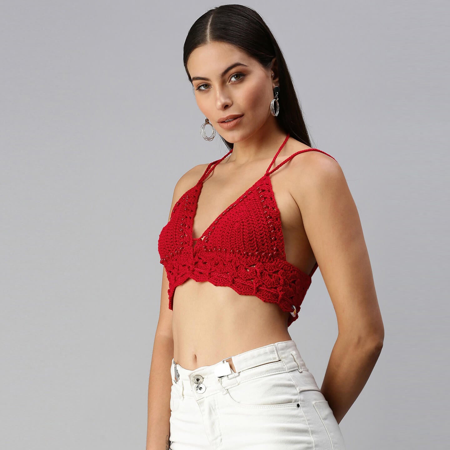 V neck bralette crop 2024 top