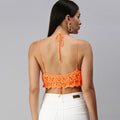 Cotton Halter Neck Bralette Crop Top - Orange 2952