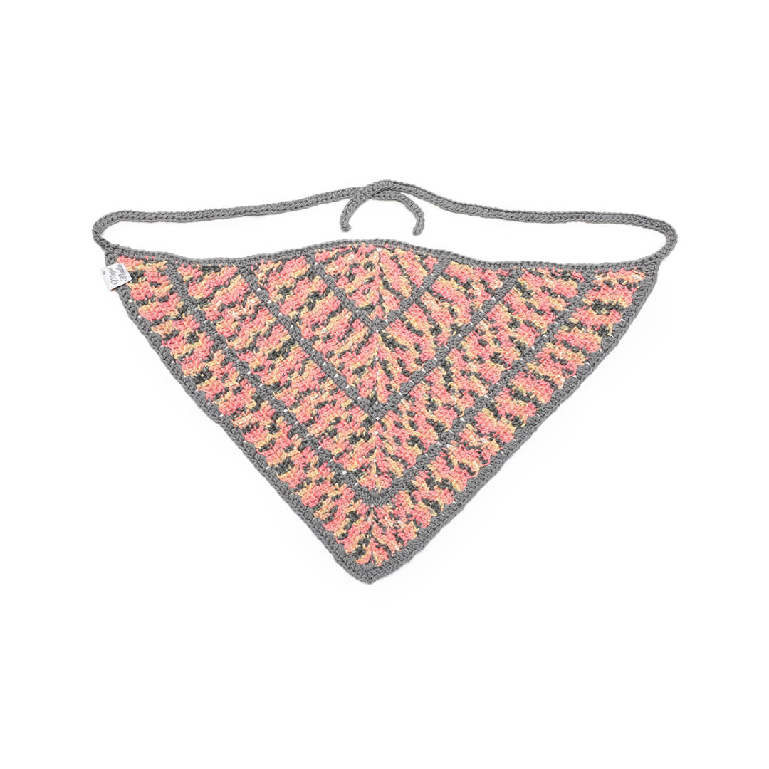 Crochet Bandana - Peach Grey 2997