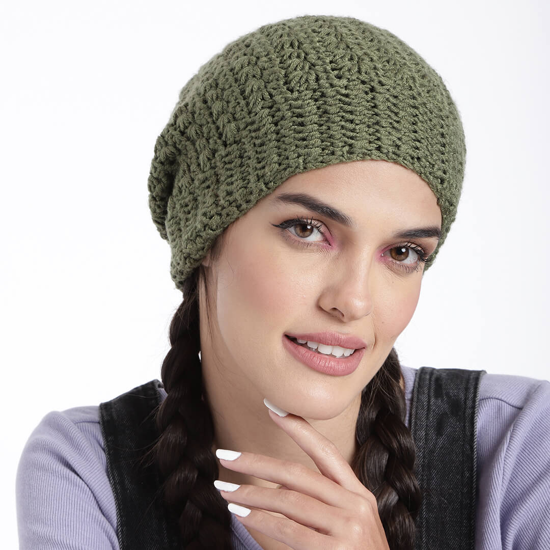 Crochet Beanie - Olive Green 2976