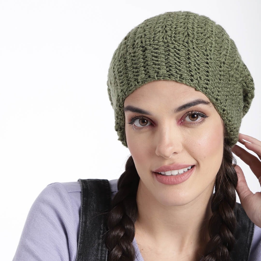 Crochet Beanie - Olive Green 2976