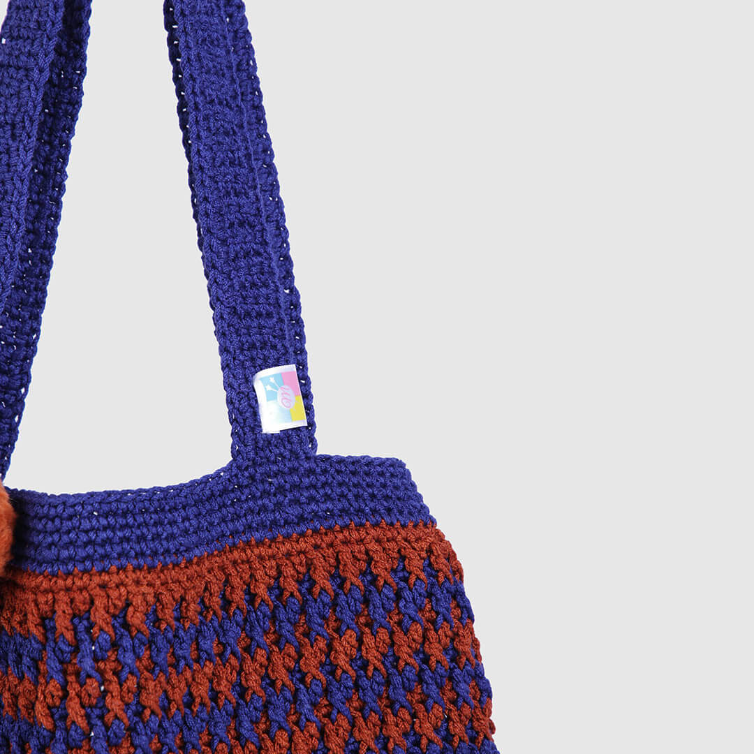 Handmade Crochet Bag - Blue & Brown 3114