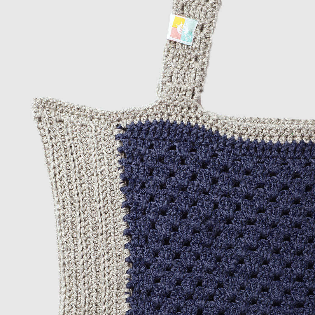 Handmade Crochet Bag - Blue & Grey 3047
