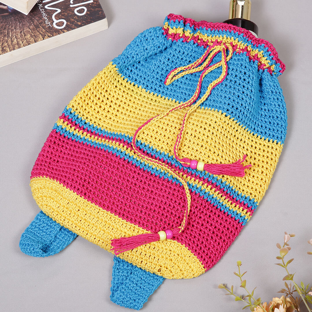 Handmade Crochet Backpack - Multi Color 3135