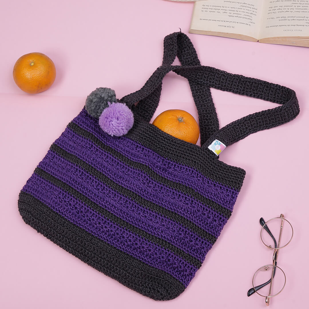 Handmade Crochet Bag - Purple & Black 3112