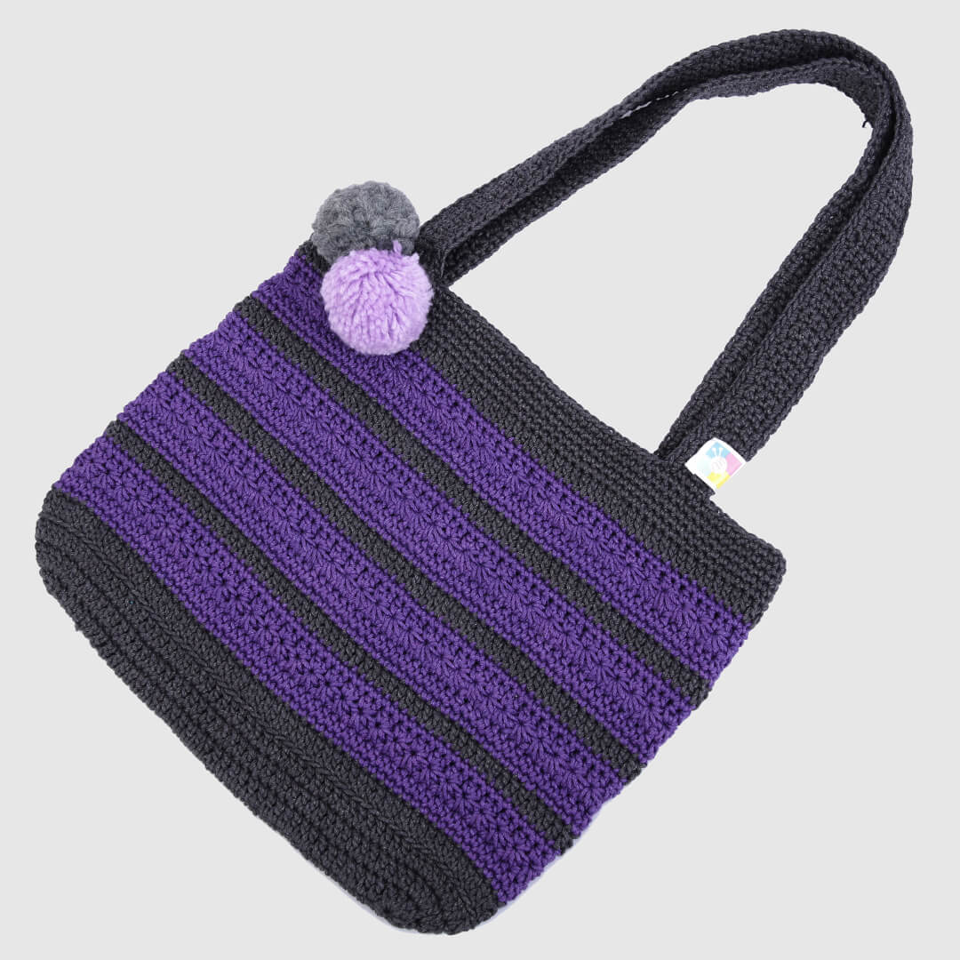 Handmade Crochet Bag - Purple & Black 3112