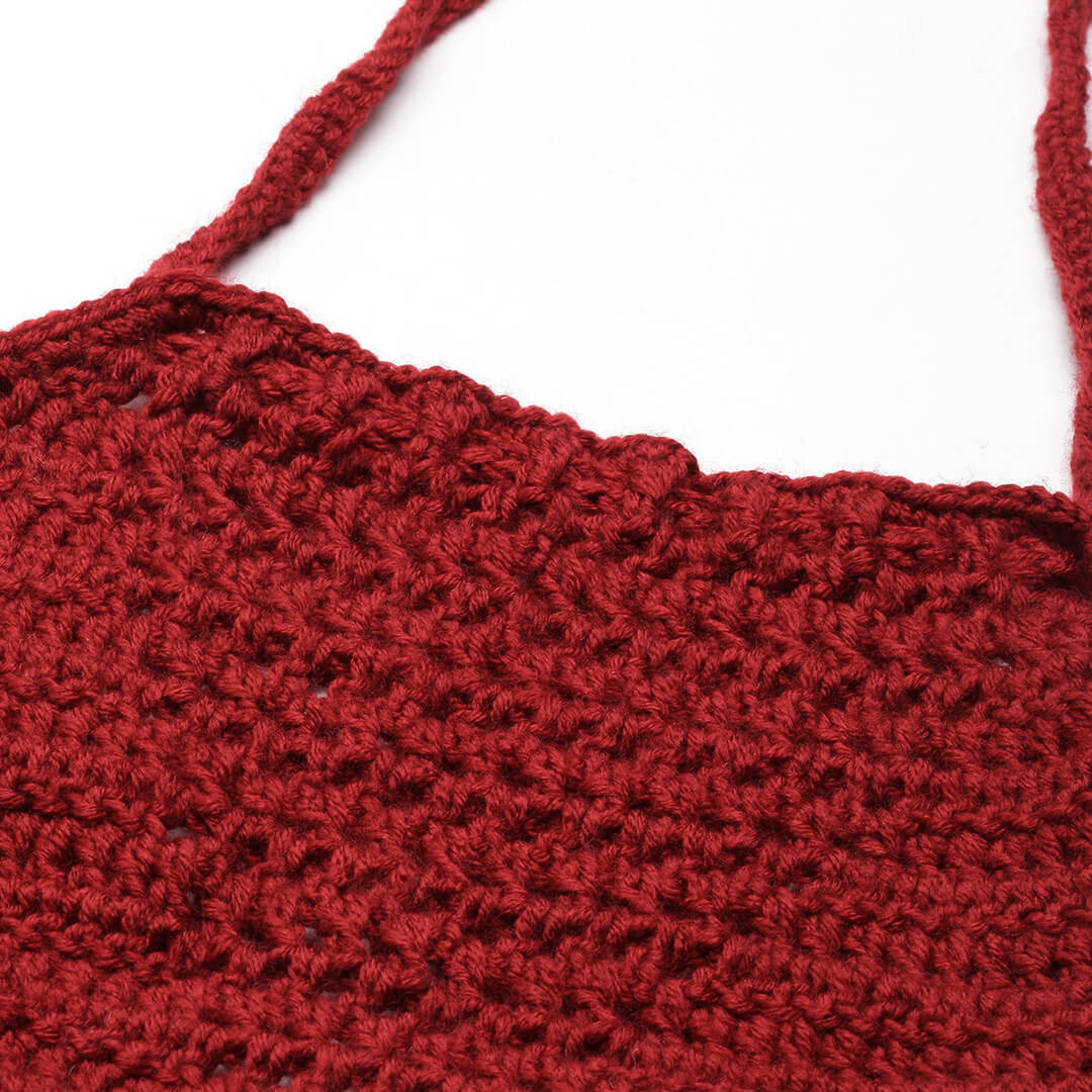 Cotton Bralette Tie Back Top - Maroon 3136