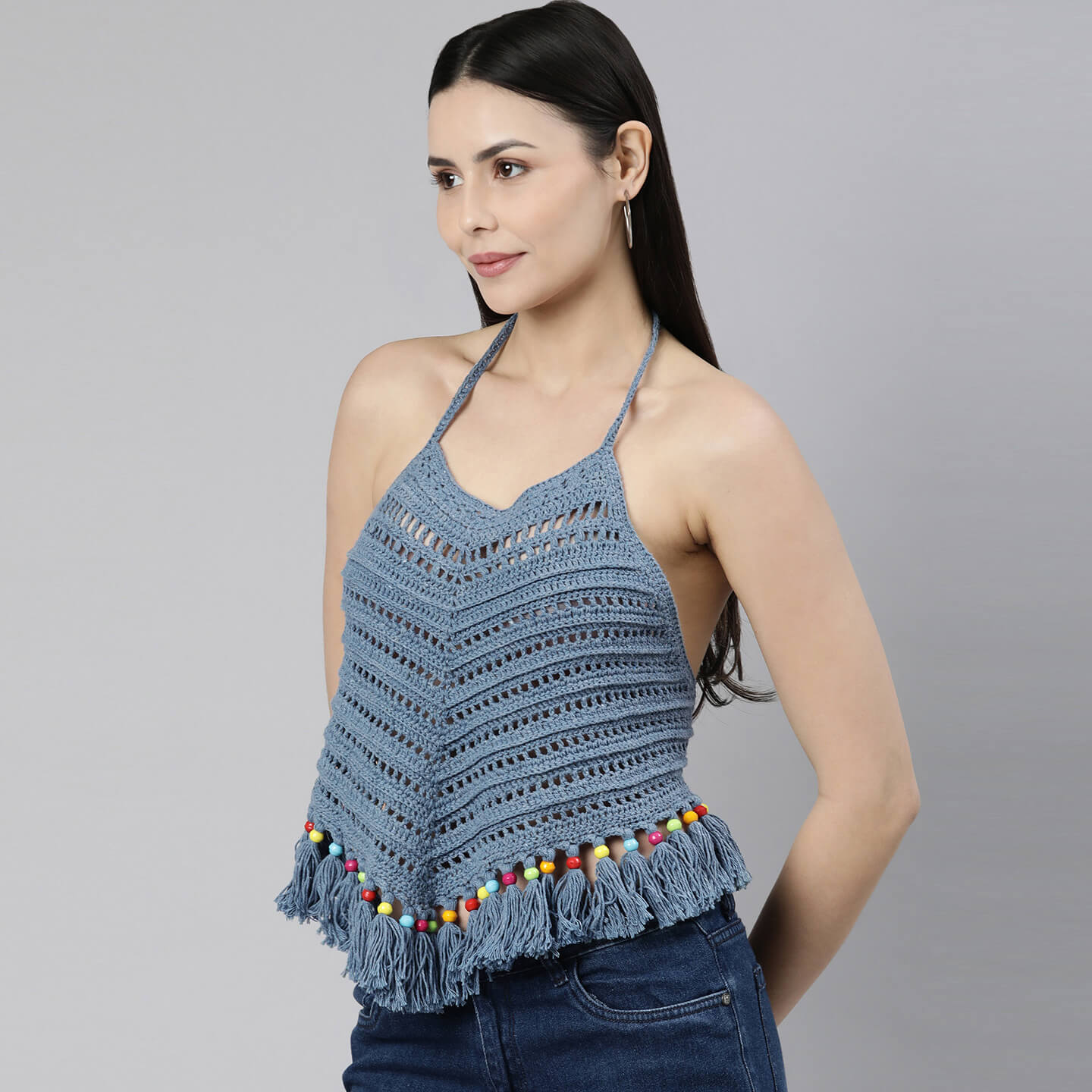 Recycled Denim Halter Top - 3120