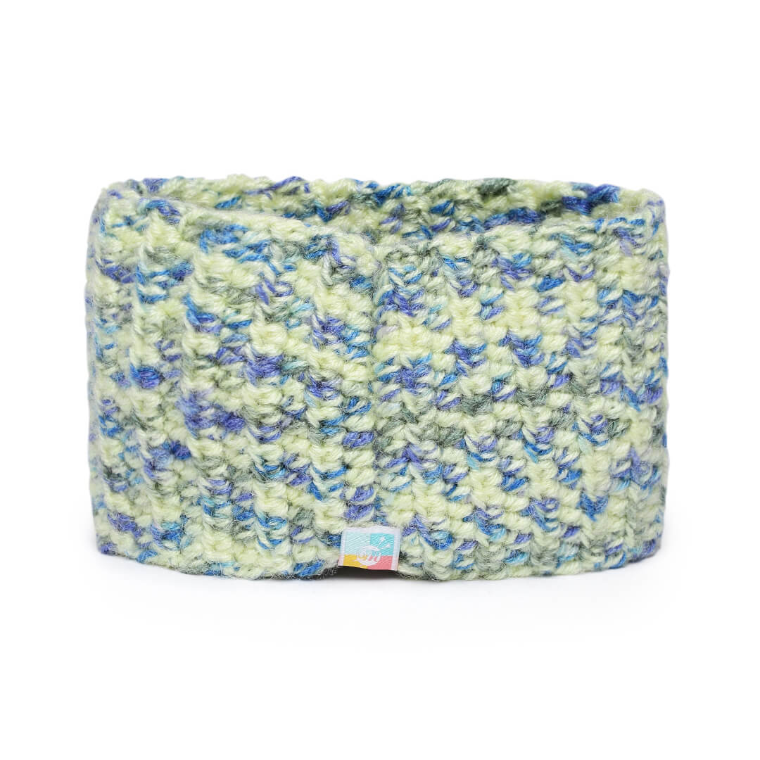 Crochet Woolen Headband - Yellow Blue 2969
