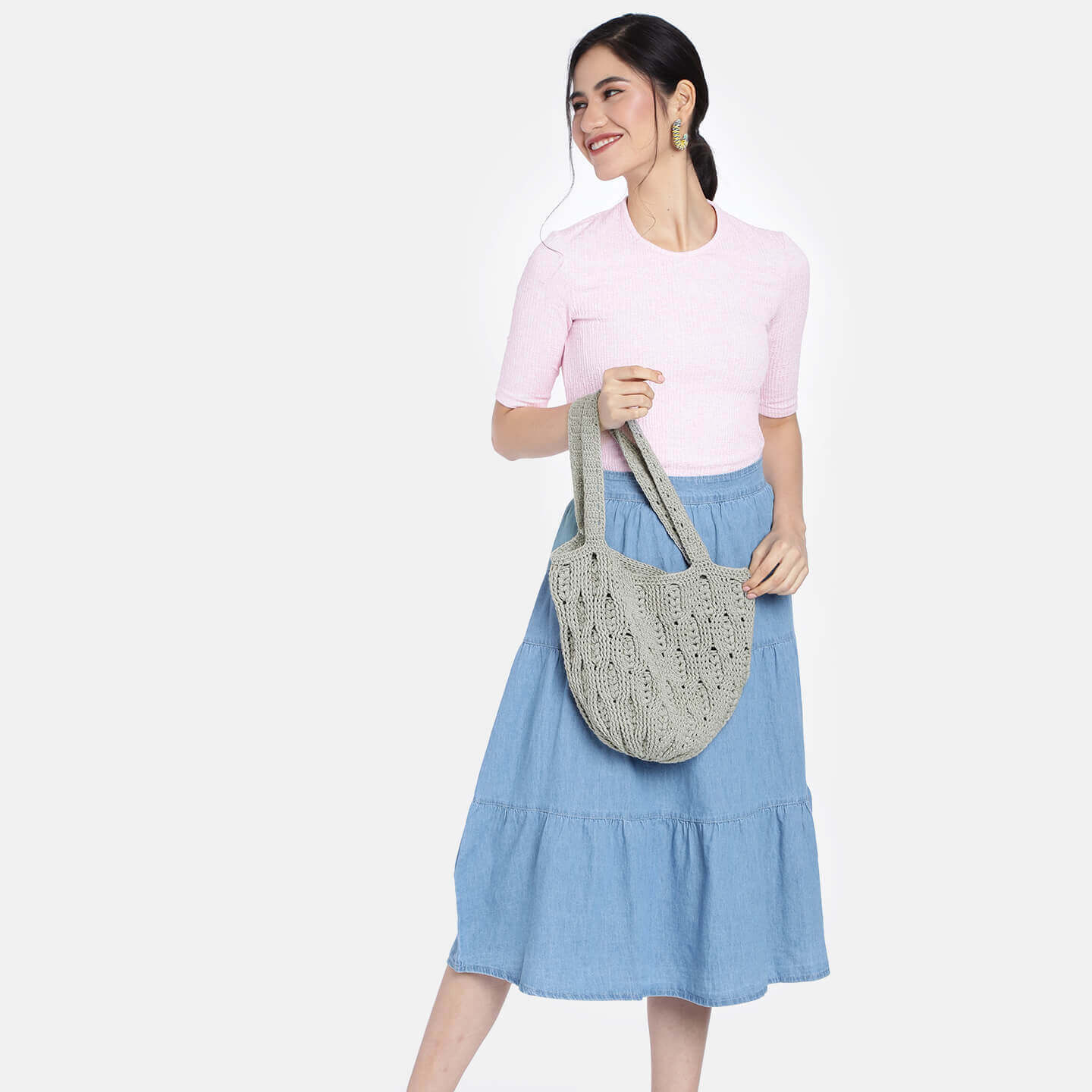 Handmade Crochet Bag - Grey 3049
