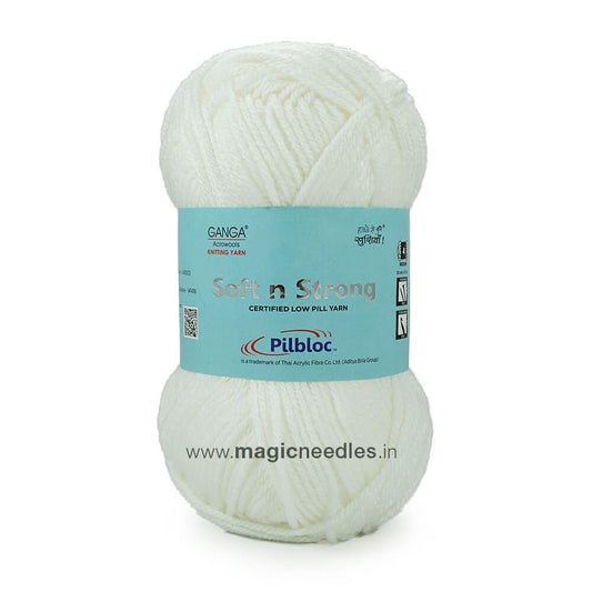 Ganga Soft N Strong Yarn - White SNS001