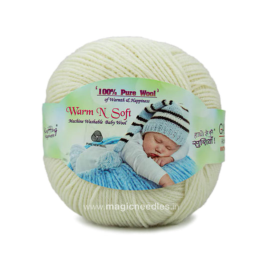 Ganga Warm N Soft Pure Wool Yarn - Cream 01