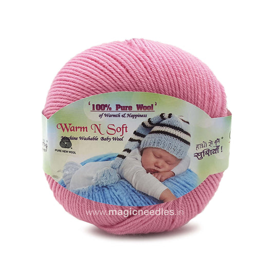 Ganga Warm N Soft Pure Wool Yarn - Pink 14