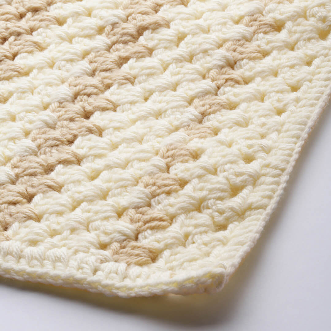 Granny Square Stitch Scarf - Cream Beige 3021