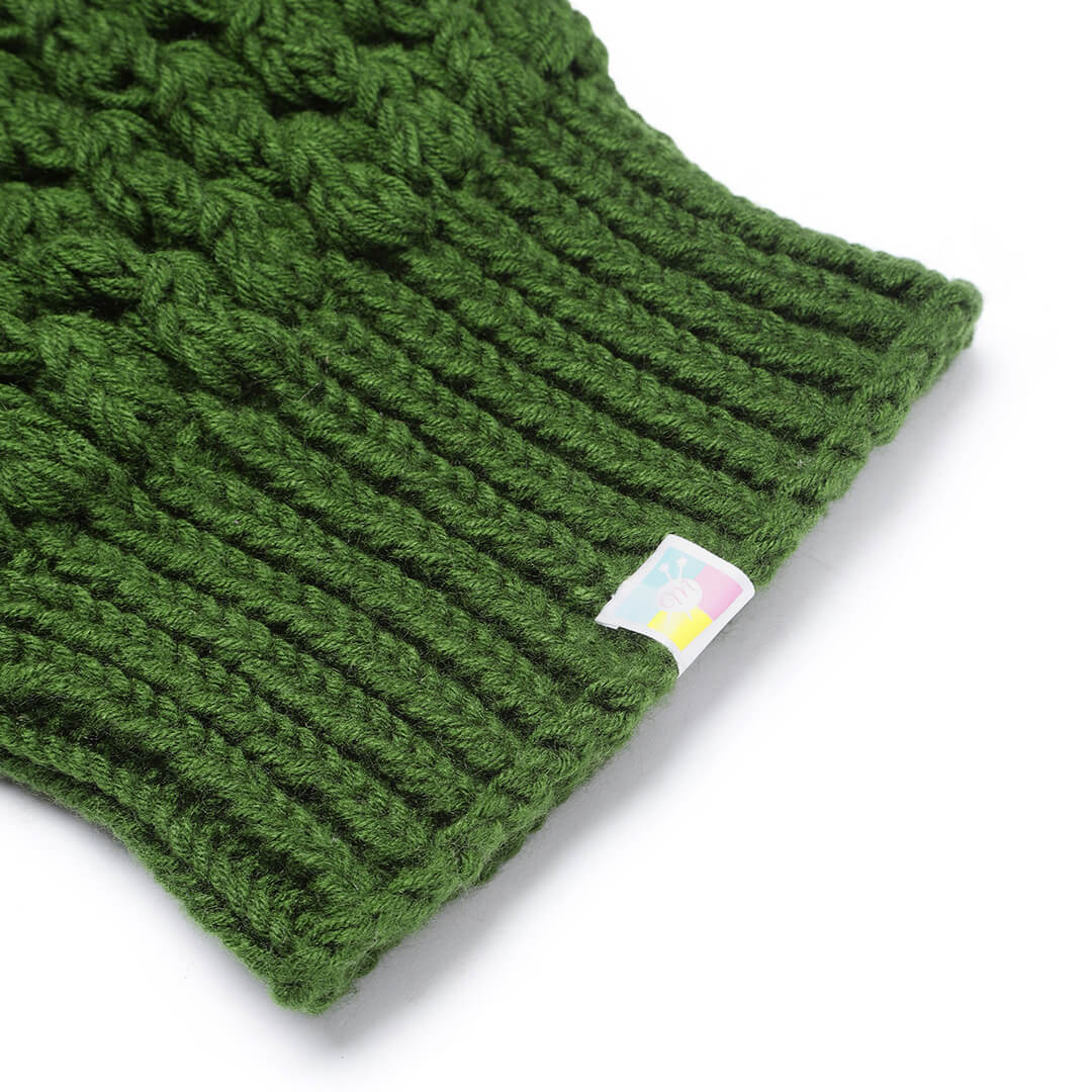 Green Knit Self-Design Beanie - 3102
