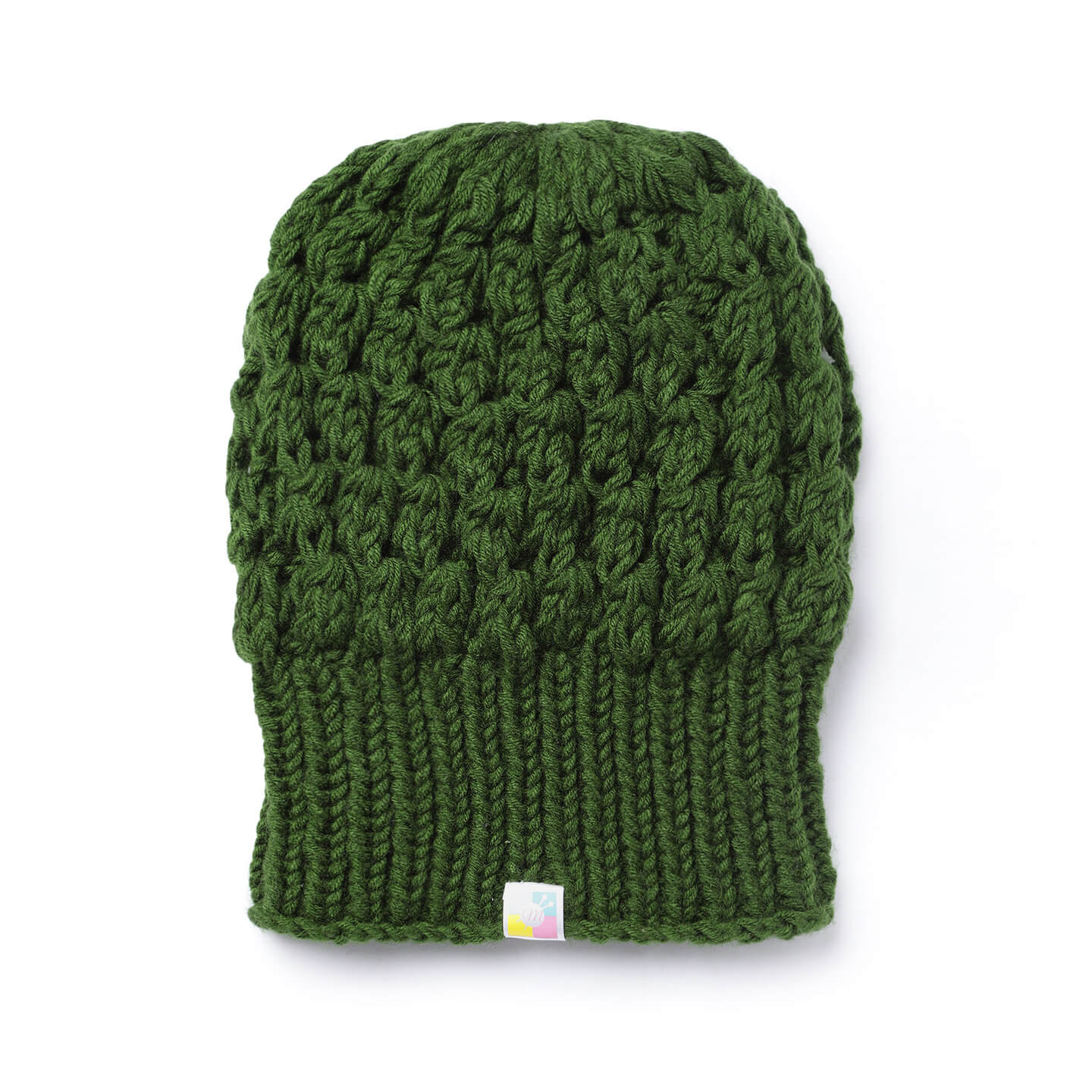 Green Knit Self-Design Beanie - 3102