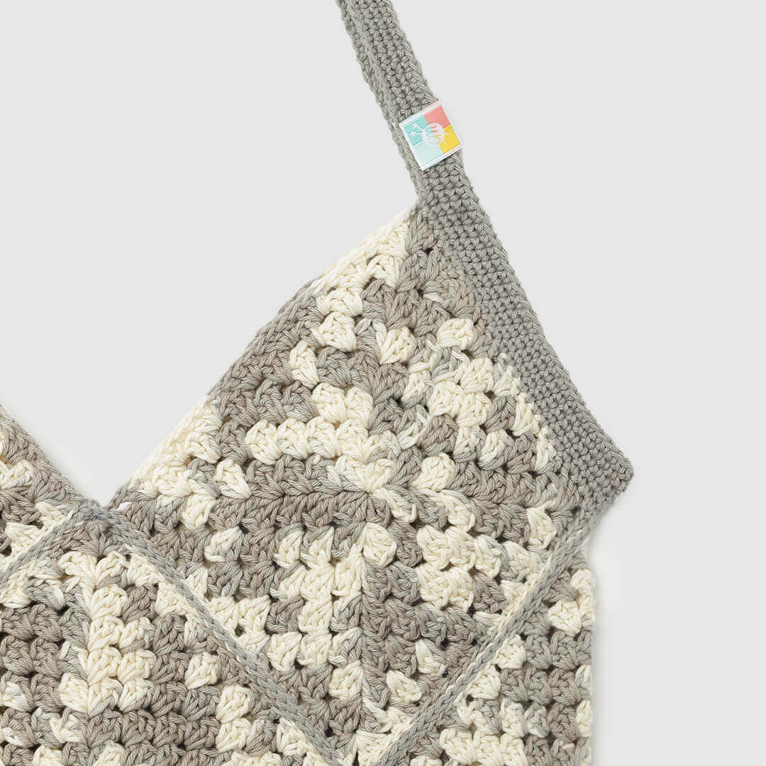 Handmade Crochet Bag - Beige & Brown 3041